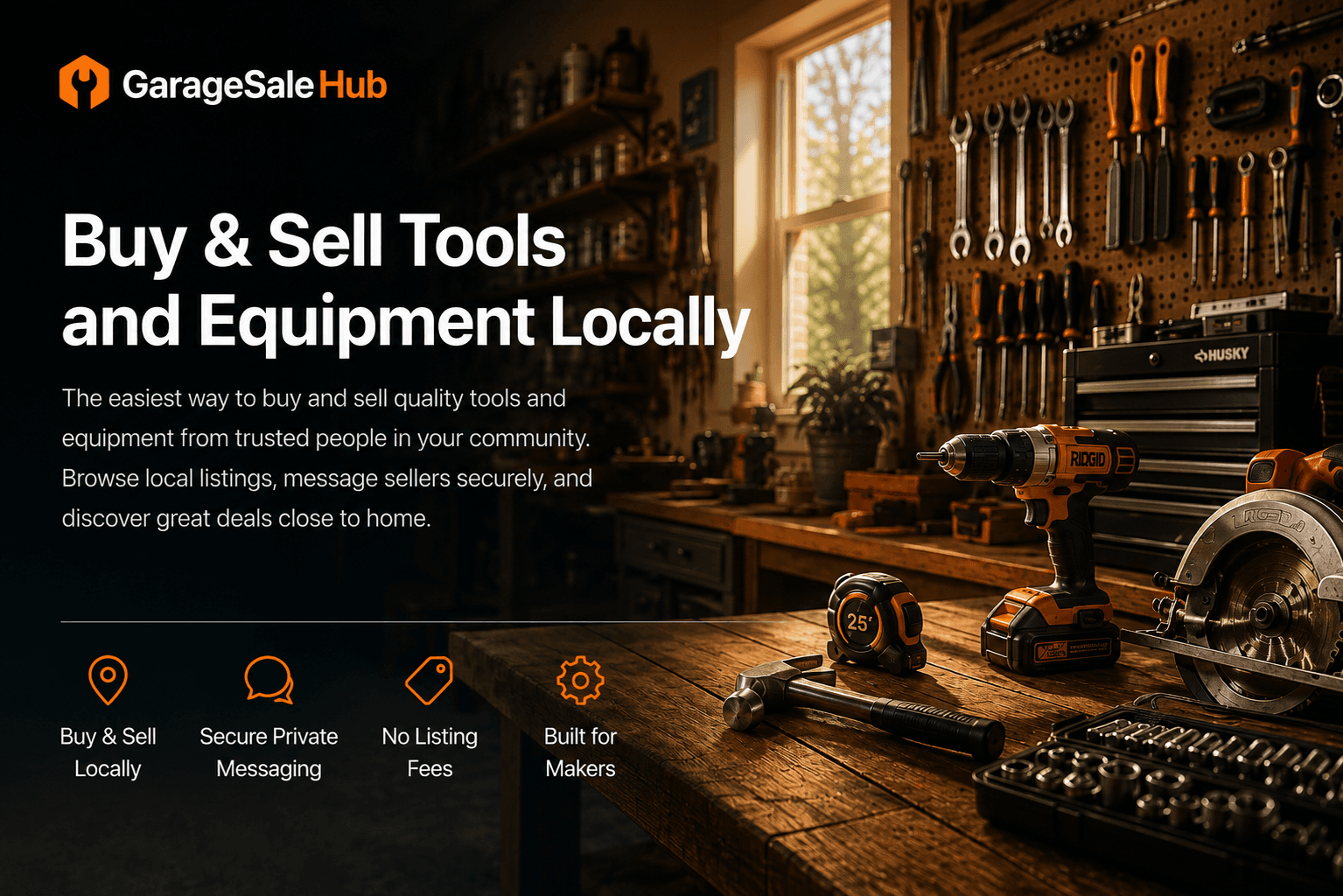 A welcoming garage workshop filled with tools, a workbench, and a toolbox